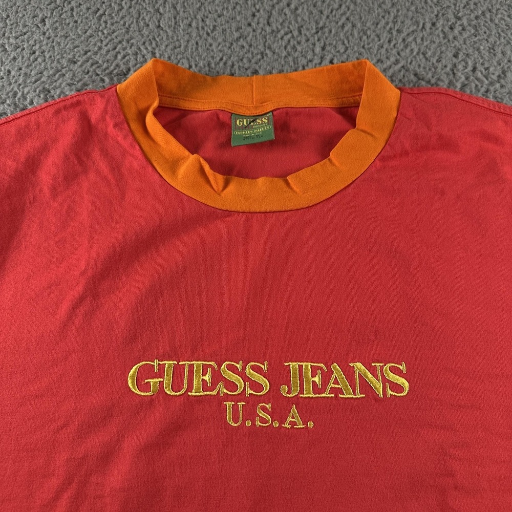 Vintage Guess Jeans Shirt Mens XL "Farmers Market" 90s Logo Tee USA Cotton - Picture 2 of 9